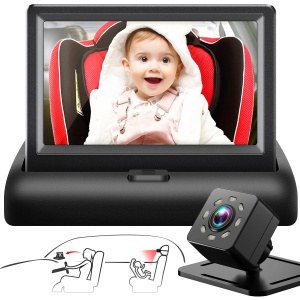 Shynerk Baby Car Mirror with Light, Car Seat Mirror for Rear Facing Infant with Remote, 3 Lighting Modes & Brightness Adjust, Safely Monitored Your Child at Night, Crystal Clear View